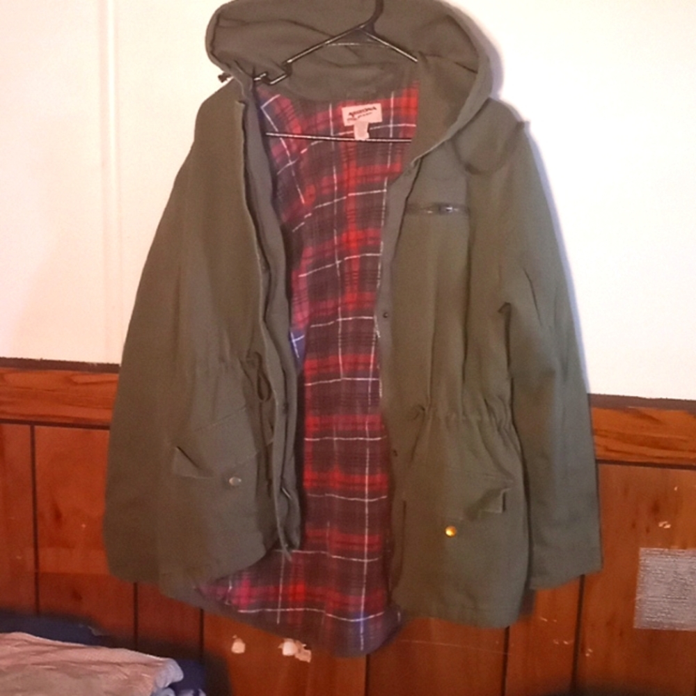 Green, plaid lined Arizona coat size XL
